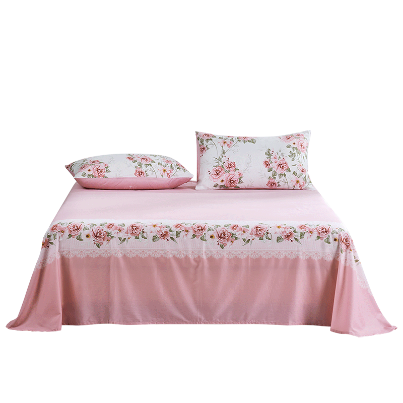Fuanna Bed Sheet Single Piece 100% Cotton Home Textile Bedding Dormitory Single Bed Cover 180*240cm Zhixiao Pink