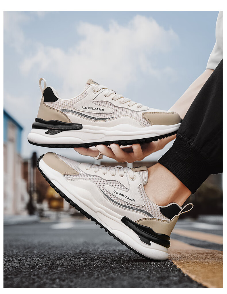 U.S. POLO ASSN. Men's Shoes, Autumn New Style, Breathable Thick-Soled Casual Shoes, Low-Top Mesh Forrest Gump Shoes, Sports Running Shoes for Me 18