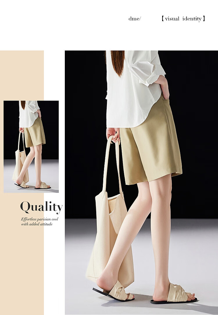 Dme [Zhaoying Aidou] Summer Simple Style TR Insert Decorative Pocket Mid-Length Pants Straight-Leg Petite Women's Casual Trousers 7