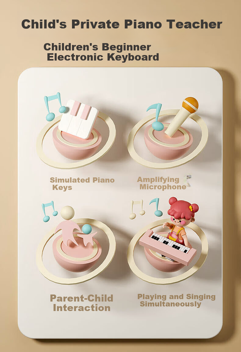 Leleyu 37-Key Electronic Keyboard, Children's Toy Instrument, Beginner Early Education with Microphone, Small Piano, Birthday Gift for Boys And Girls 6
