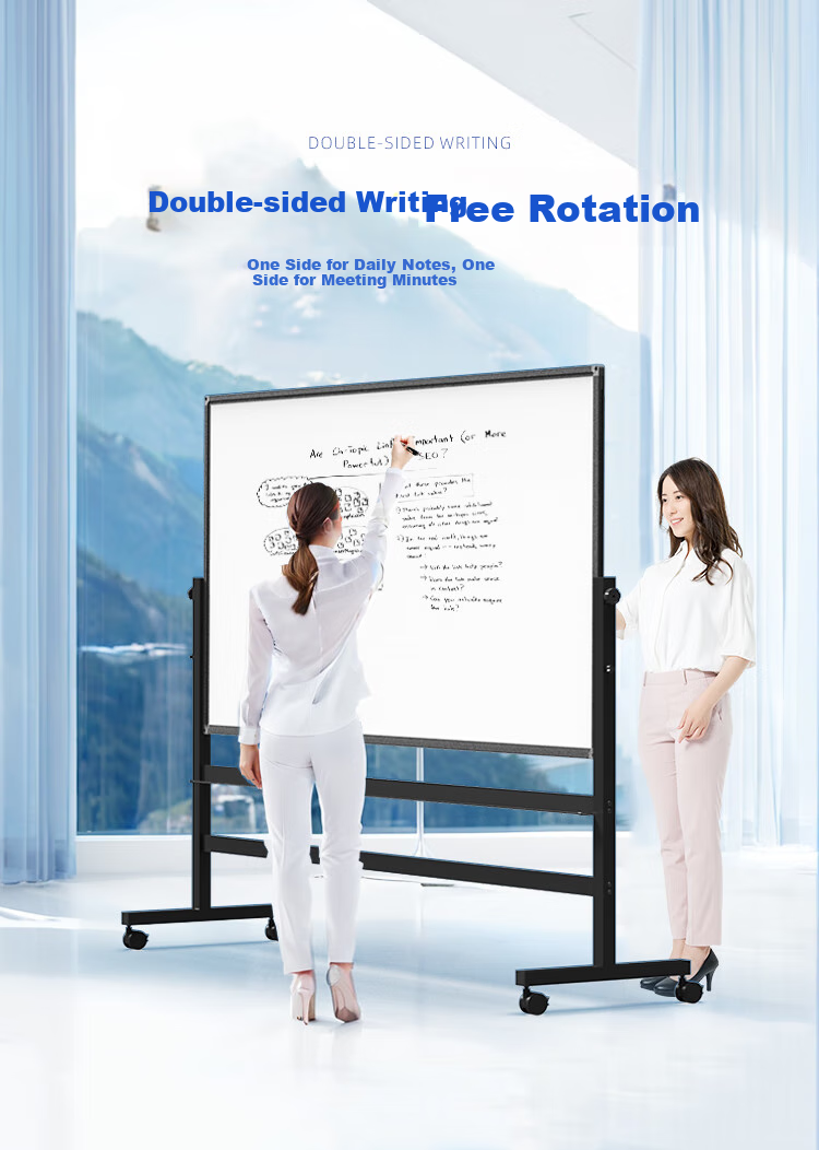 BBNEW Premium High-End 90*180cm Whiteboard Writing Board with Stand, Double-Sided Writing, Movable, Height Adjustable, Flip-Top Children's Blackboard for Office Meetings, Home Use, Teaching And Training V-D 3