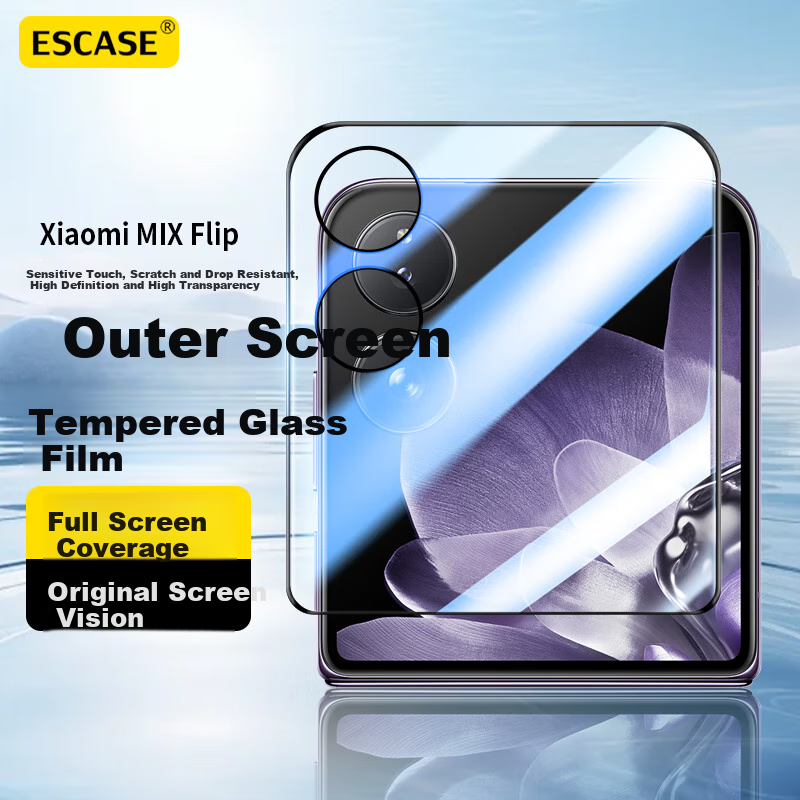 ESCASE Tempered Glass Screen Protector for Xiaomi Mix Flip/Mix Flip2, Secondary Outer Screen Film, High Definition, Small Screen Protection, Shockproof, Wear-Resistant, Ultra-Thin Protective Film