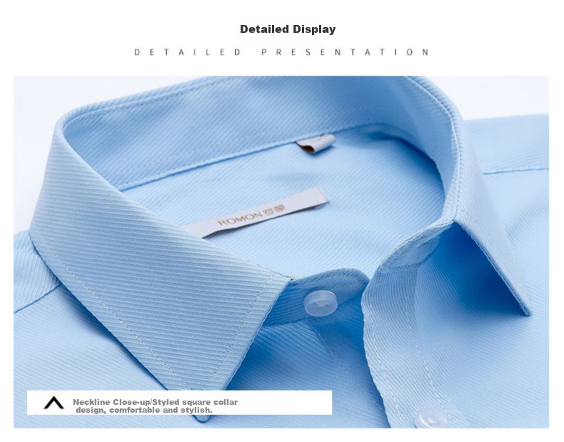 ROMON Short-Sleeve Shirt for Men, Summer Fashion Casual Solid Color Professional Workwear Versatile Dress Shirt D201 White Size 38 14