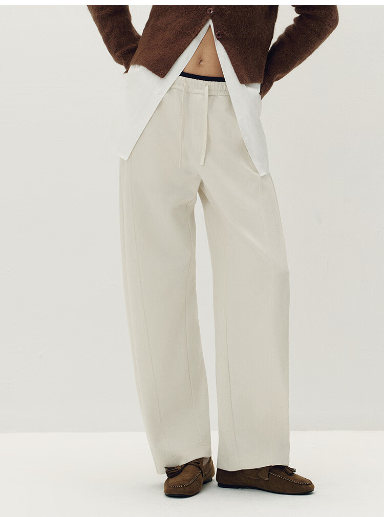 Semir Senrou Cotton | Mall-Matching Casual Pants for Women with Side Slit And Curved Knife Design, Loose-Fitting Long Pants for Autumn 2025, 101525127011A 8