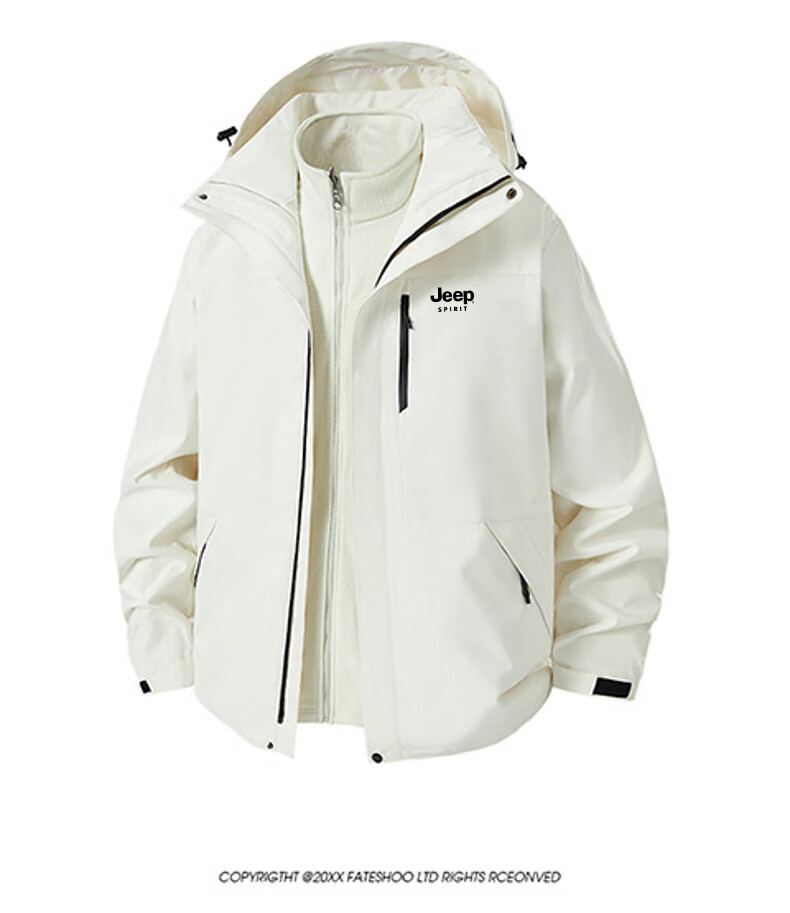 JEEP Men's 3-in-1 Outdoor Mountaineering Jacket Autumn Winter Windproof Waterproof Coat Millet Yellow XL 2