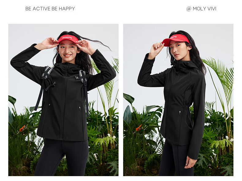 MOLY VIVI Slim Waist Soft Shell Jacket for Women, Waist-Cinching Coat, Spring And Autumn New Style, Windproof And Waterproof Outdoor Hiking Wear, Moli Weivei 21