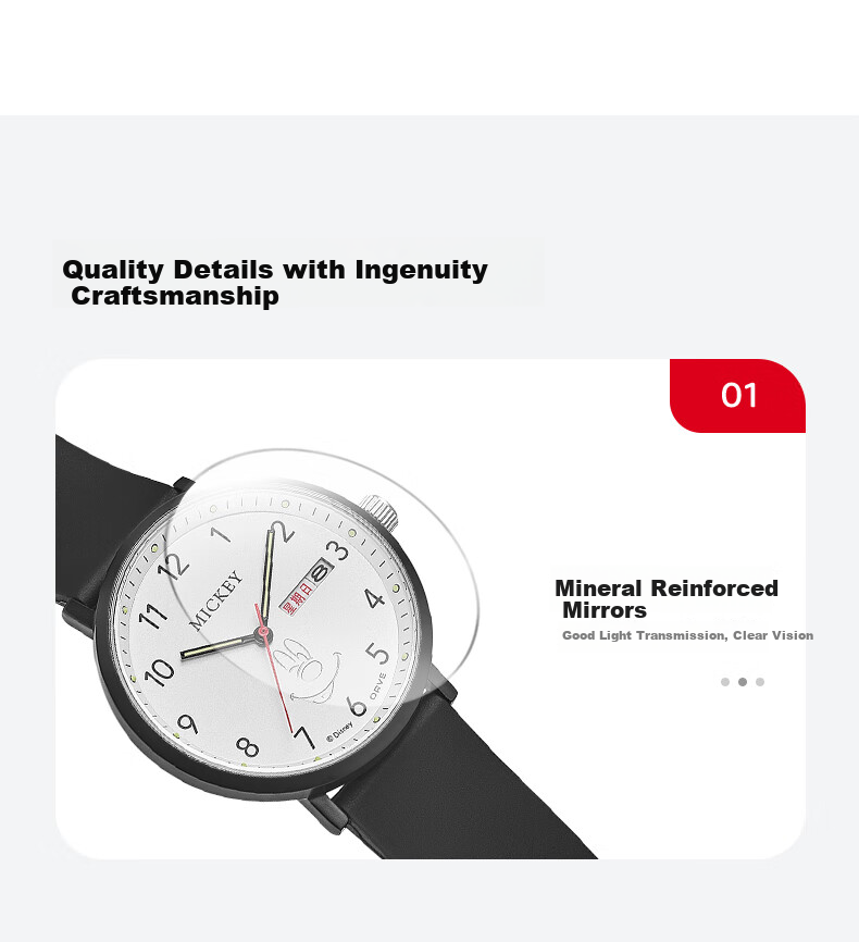 Disney Student Watch, Simple Waterproof Quartz Watch with Dual Calendar, for Middle And High School Students, Exam Watch MK-11809B 10