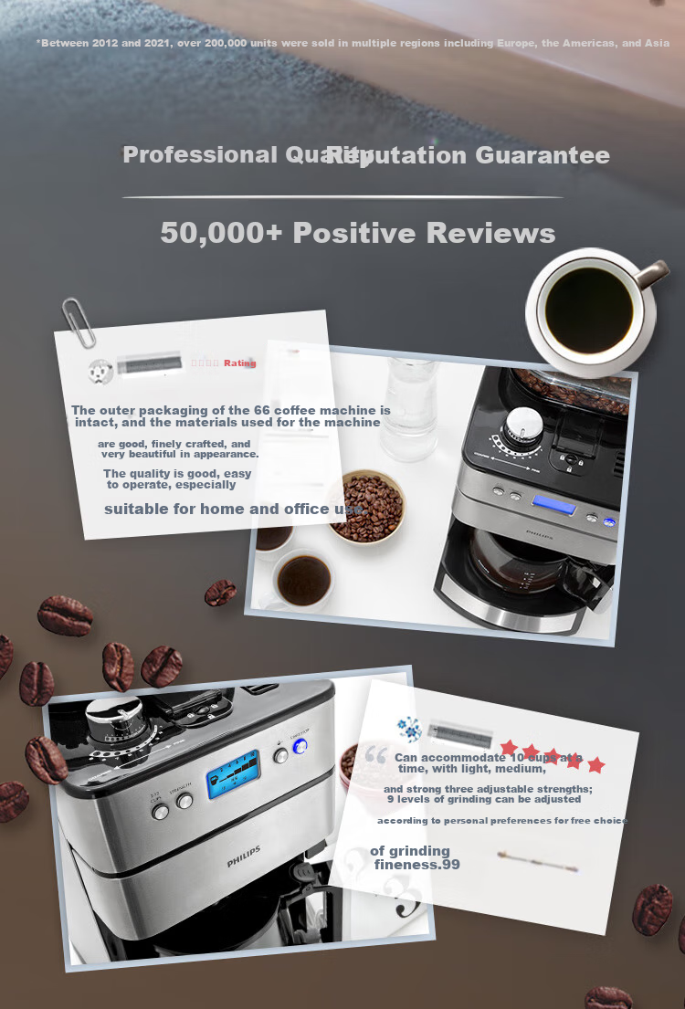 PHILIPS Fully Automatic Coffee Machine for Home Use, American-Style, Dual-Use for Beans And Grounds, Integrated Grinder, Freshly Ground, Practical Gift [HD7751] 2