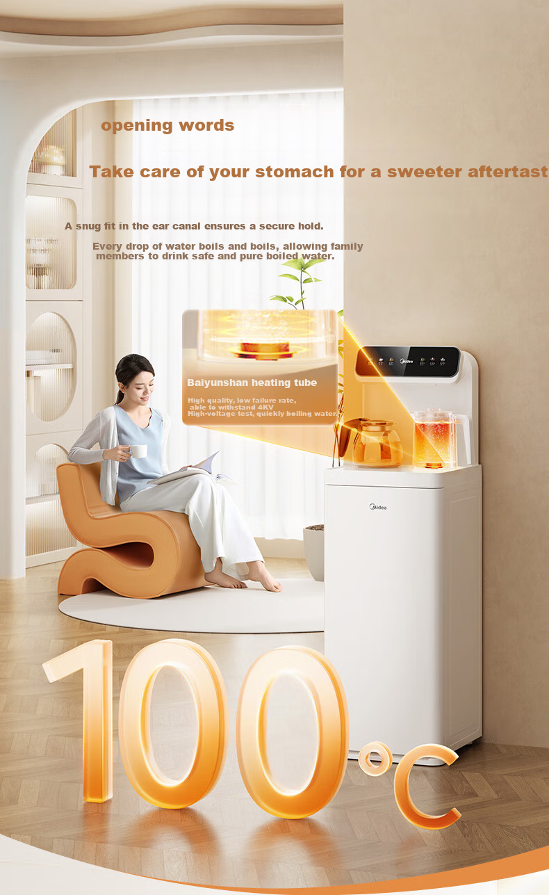 Midea White Moonlight Tea Bar Machine Water Dispenser Home Electric Kettle Living Room Floor-Standing Bottled Multi-Functional Tea Bar Cabinet Electric Kettle Health Pot YCR-2366 9