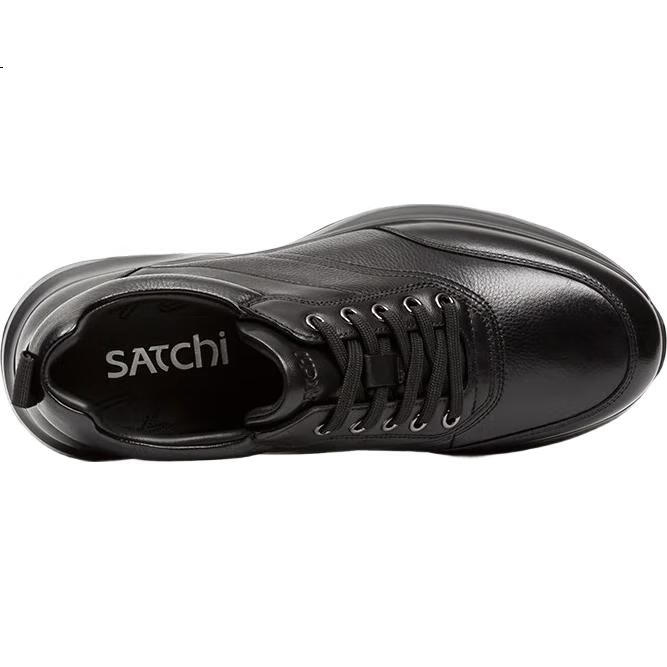 Мужские кроссовки SATCHI, повседневные, кожаные, на шнуровке, черные, размер 40