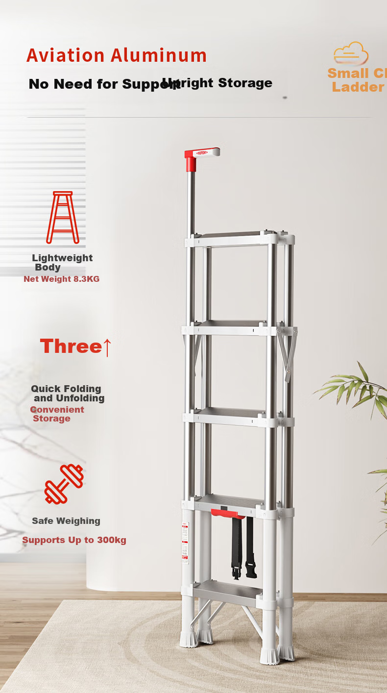DU PONT [Naianxiaoyun Ladder] Folding A-Frame Ladder for Home Use, Indoor Telescopic Ladder, Multi-Functional Climbing Ladder, 5 Steps 11