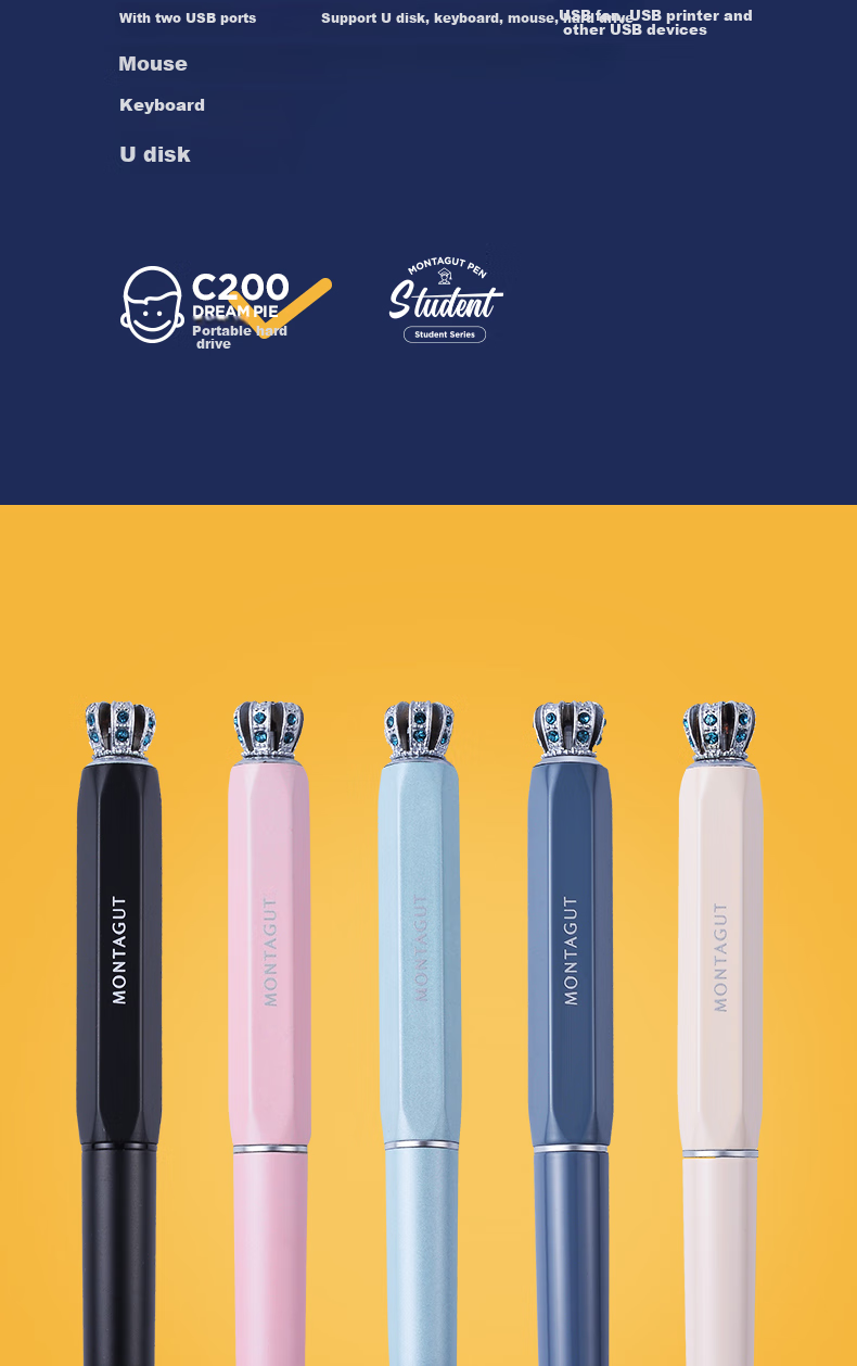 MONTAGUT [Mid-Autumn Festival Gift] Fountain Pen for Women, Student And Office Use, Writing Ink Pen with Replaceable Cartridges, Multi-Do Series, Black, 0.38mm 14
