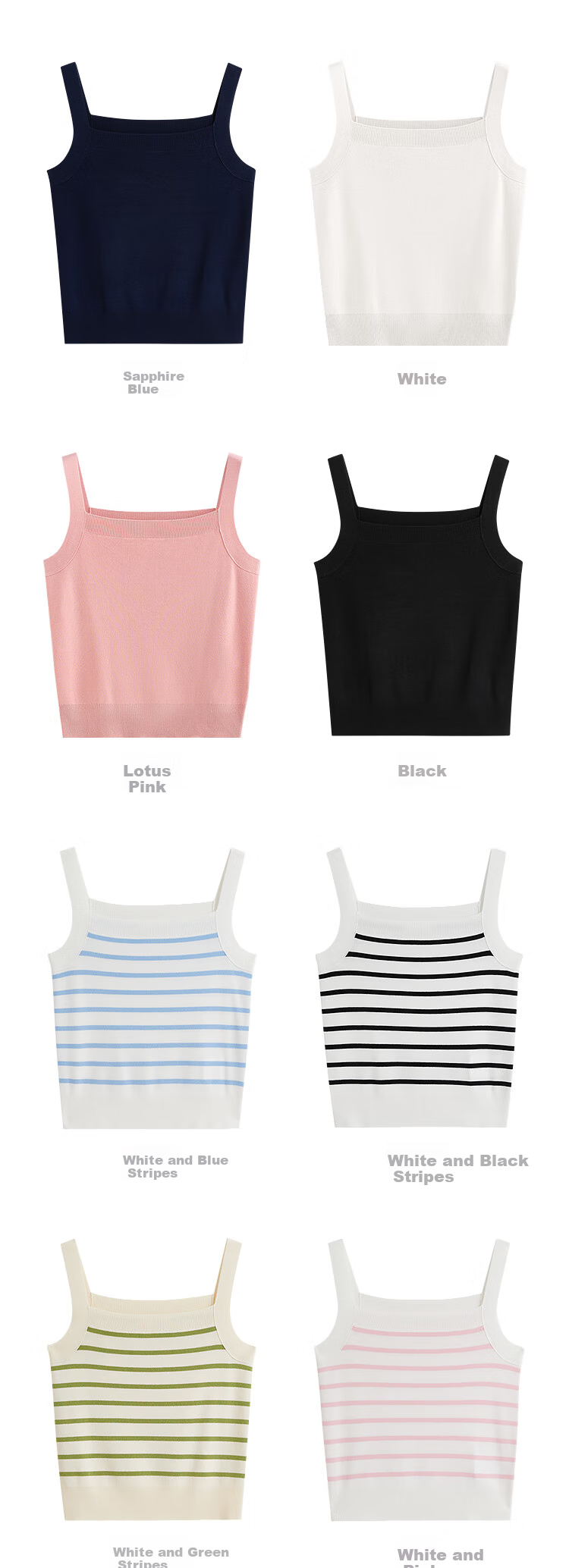 INMAN Striped Square Neck Knitted Camisole, 2026 Summer Women's New Short Fitted Top, Black, Size L 42