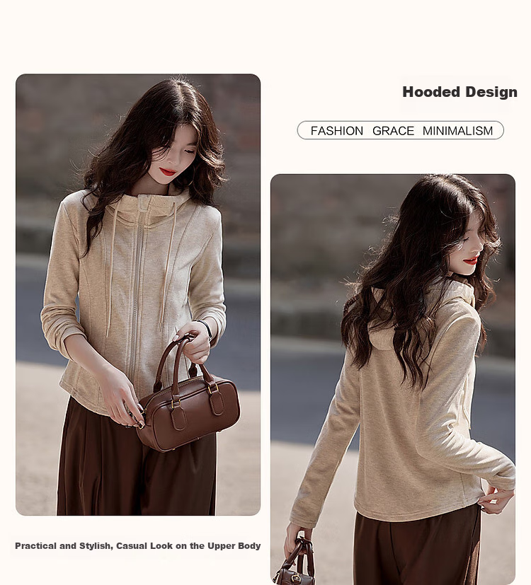 Dme [Young Version of Walking] Spring And Autumn Sporty Style Double Zipper Hooded Comfortable Slimming Treasure Women's Top 5
