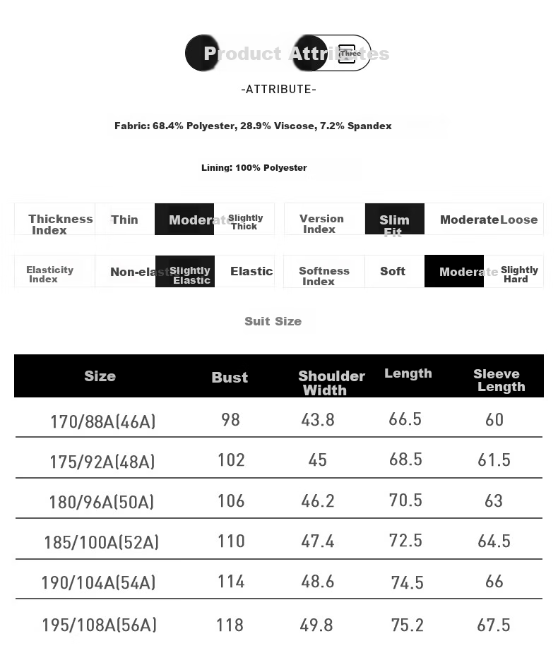 FIRS Men's Suit, Slim Fit Spring And Autumn Style, Business Casual Elastic Blazer for Young Men, Professional Outerwear Jacket, Suit Coat 3