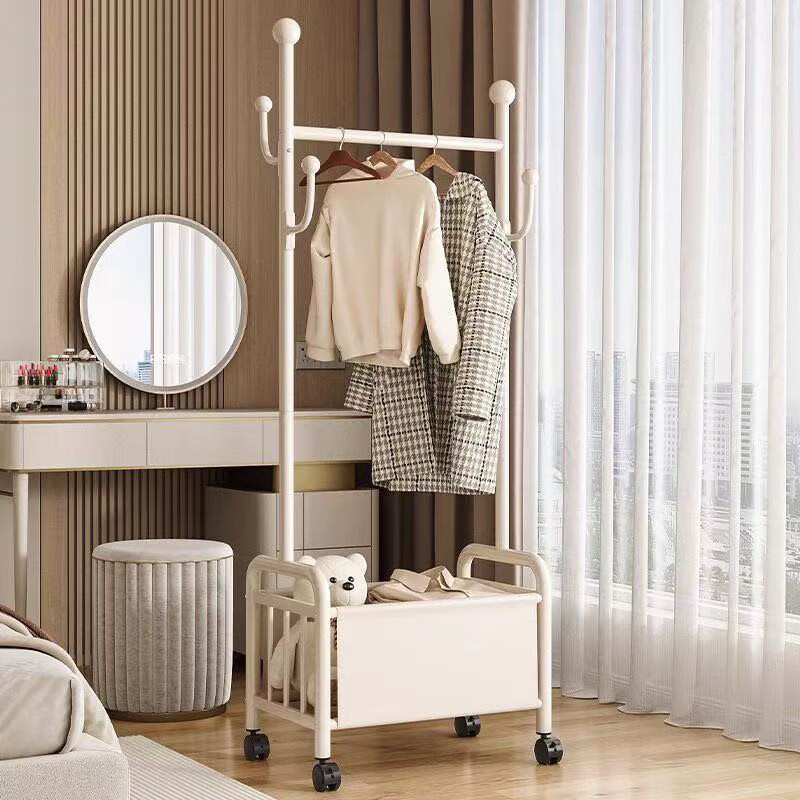 Jingcai Coat Rack, Floor-Standing Clothes Hanger, Movable Bedroom Clothes Stand, Drying And Storage Rack, J01 Beige, 60cm