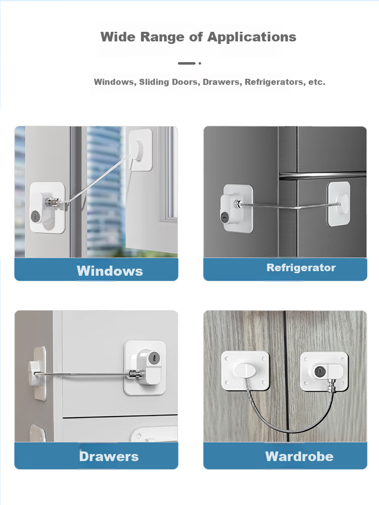 9I9 Children's Window Lock Limiter, Baby Drawer Lock, Cabinet Door Lock, Refrigerator Lock, Sliding Door Lock, Freezer Lock, Multifunctional A3 4
