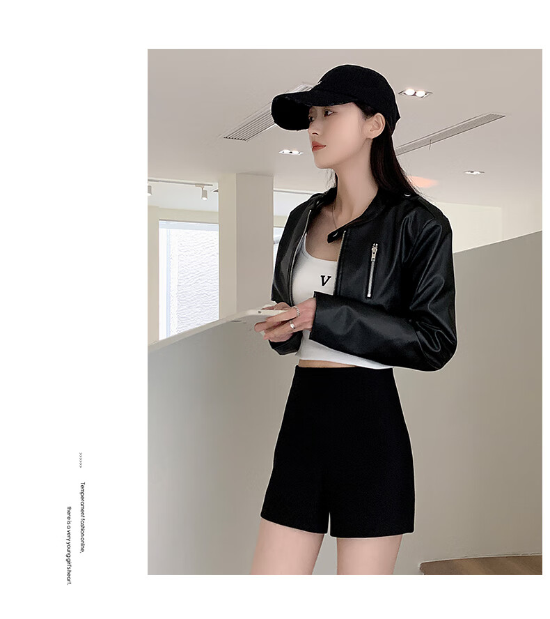 Xueqiman Black High-Waist A-Line Slim Fit Suit Shorts for Women Spring Summer 2026 Boot Pants 14