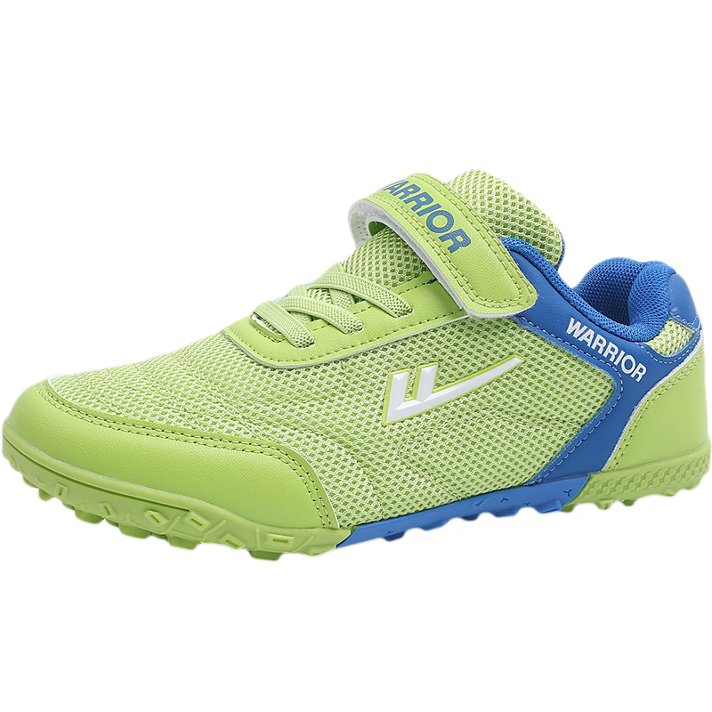Warrior Children's Sports Shoes for Boys, Molded Studs, Youth Competition And Training Shoes with Velcro Straps, WZ-B596T, Green And Blue, Size 39