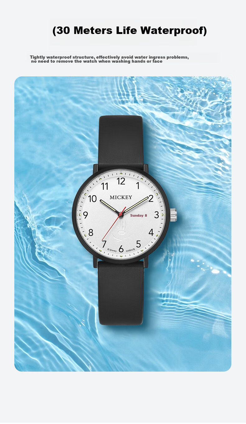 Disney Student Watch, Simple Waterproof Quartz Watch with Dual Calendar, for Middle And High School Students, Exam Watch MK-11809B 7