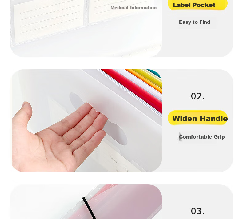 Sannianerban [Back to School Essential] Colorful 24-Grid File Folder Exam Paper Storage Bag, Large Capacity Accordion File, Expandable Document Organizer, Receipt And Document Storage Folder, Transparent 11