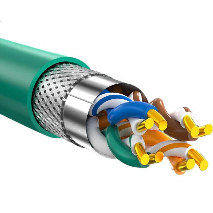 Сетевой кабель CHOSEAL Cat5e, двойное экранирование, чистая медная жила, для строительства и домашней проводки, зеленый, 305 м