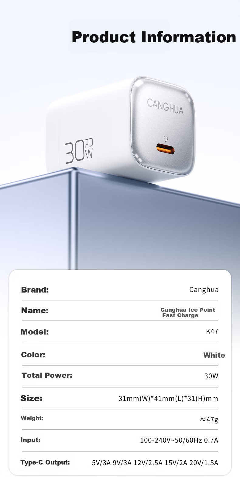CangHua Multi-Functional Charger Three-In Charging Cable Set, PD30W GaN Charging Head + Three-In Data Cable, Suitable for Apple IPhone 18/17 And Huawei Xiaomi Phones 11