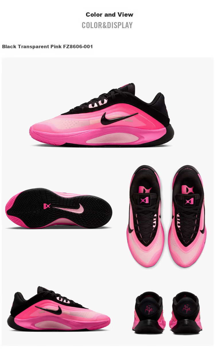 NIKE Women's Goddess Day Basketball Shoes, A'ONE EP Ajia Same Style Sneakers FZ8606-001 Black 40.5 5