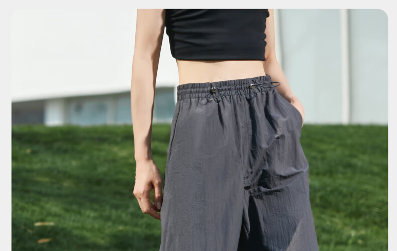 ESE-Y Quick-Dry Cooling Cargo Pants for Women, 2025 Summer New Style, Sun Protection Thin Wide-Leg Loose Paratrooper Pants, Gray And White, Size 28 39