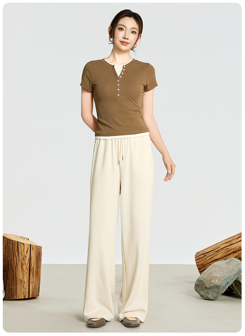 I'd Casual Loose Straight Wide-Leg Pants for Women, 2026 Early Autumn Wear, Flowy Floor-Length American-Style Sweatpants, Night Black, Size L 13