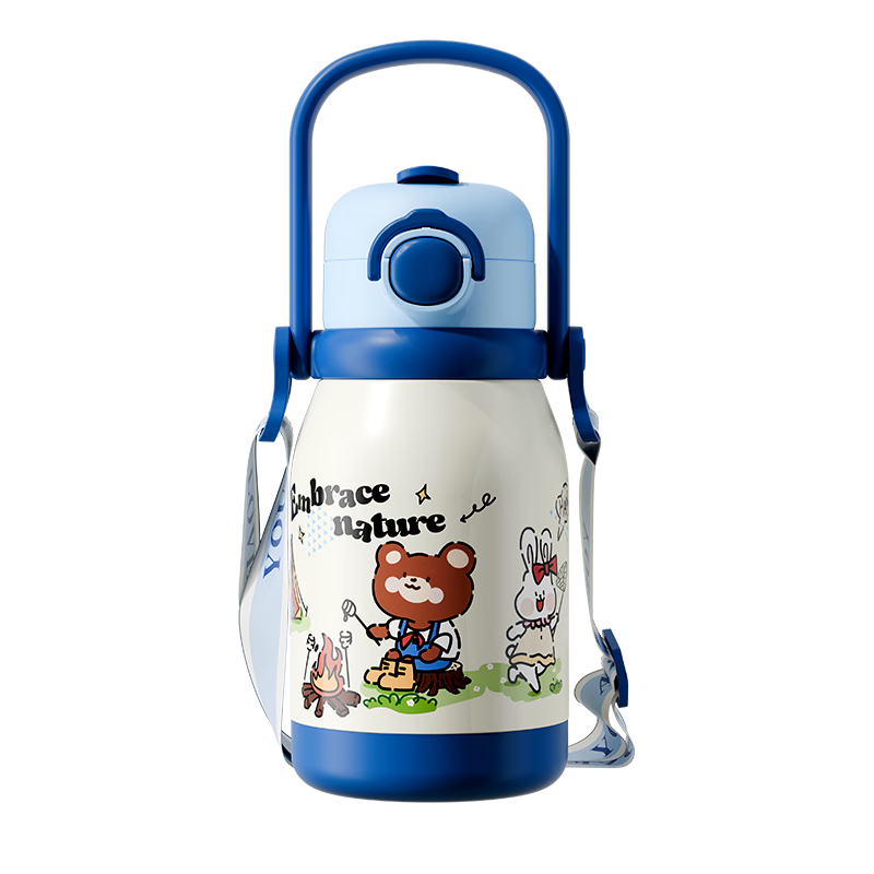 Fuguang Children's Insulated Water Bottle, Student Cup, 316 Stainless Steel Double-Drinking Straw Cup for Boys And Girls, Portable Large Capacity 560ML