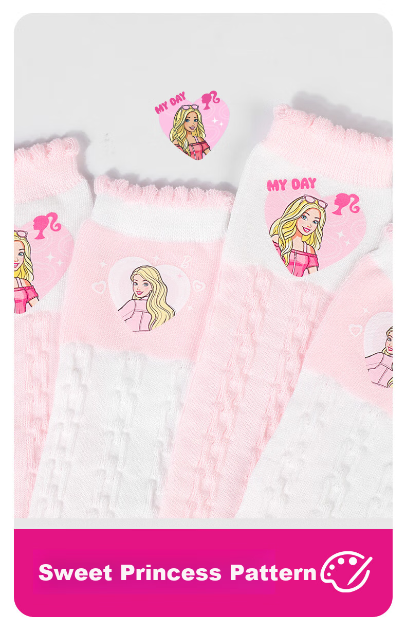 Barbie Children's Thigh-High Socks, Thin Spring And Autumn Mid-Calf Socks, Girls' Calf-Length Socks, Long Princess-Style Socks for Girls 3