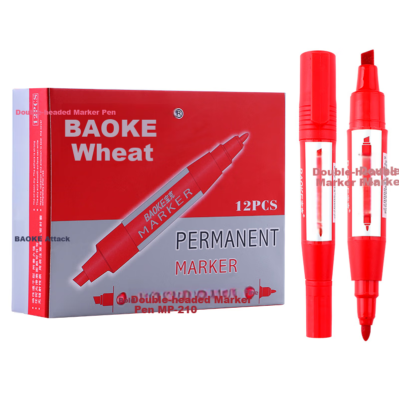 Маркер BAOKE MP210 на масляной основе, с двумя наконечниками, для логистики, красный, 12 шт. в коробке