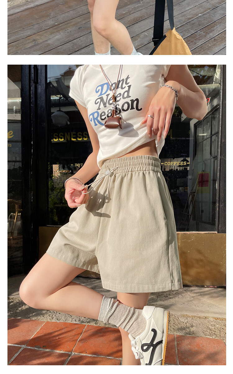 Borui Women's Summer Thin High-Waist A-Line Pure Cotton Slimming Wide-Leg Five-Point Shorts 2026 New Style 17