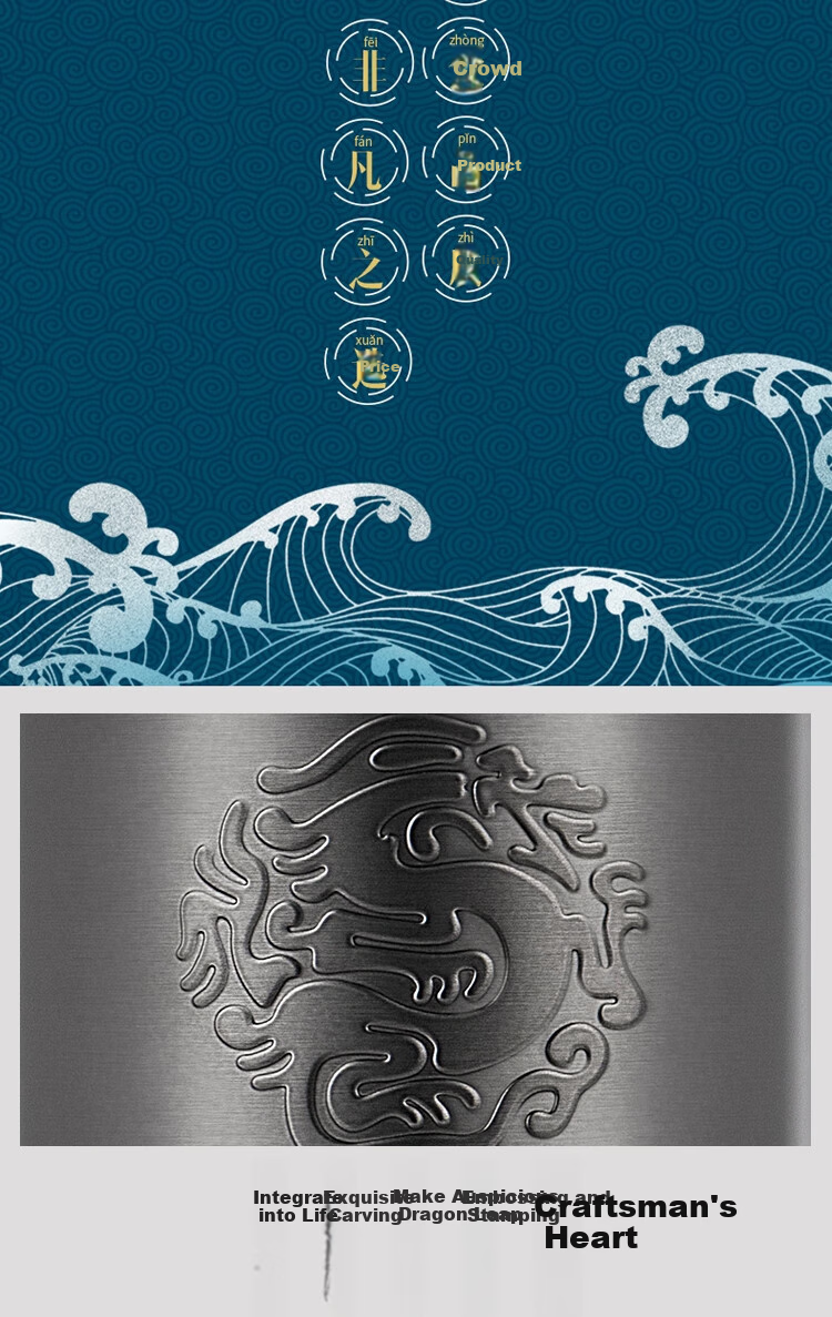 THERMOS Insulated Bottle 550ml Furuolong 316 Stainless Steel Thermos for Men and Women Gift, Black Tea Cup with Fulu Gift Box 2