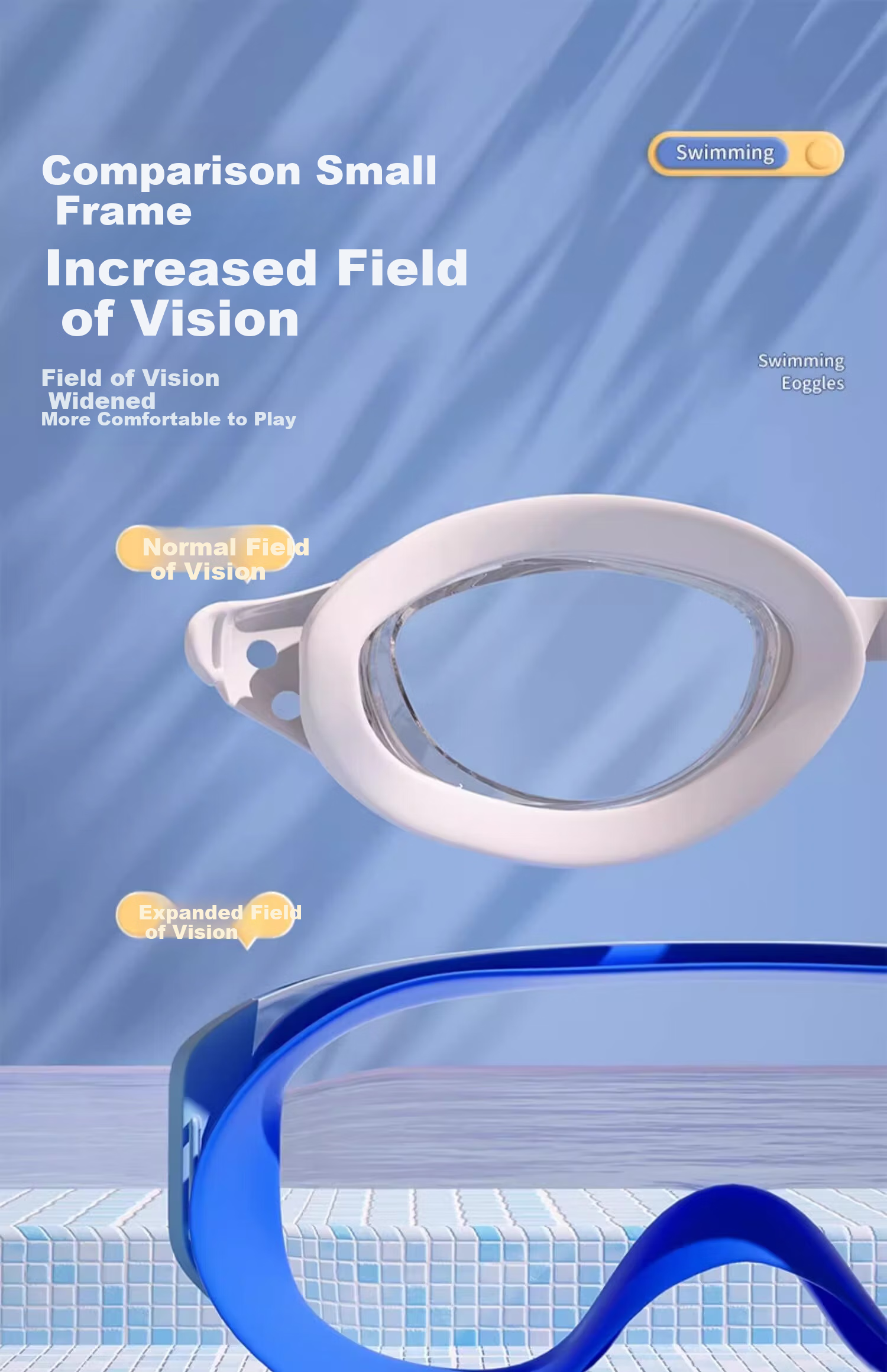 Youyou & Classic Ultraman Children's Swimming Goggles, High-Definition Waterproof Anti-Fog Large Frame Swimming Glasses, Swimming Eyewear 61415 Transparent Blue 15