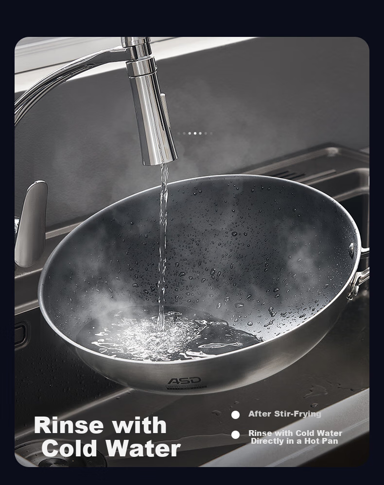 ASD Wok with Real Titanium Non-Stick Coating, No Fluorine Layer, Titanium-Containing Stir-Fry Pan, 32cm, Compatible with Gas And Induction Cooktops 15
