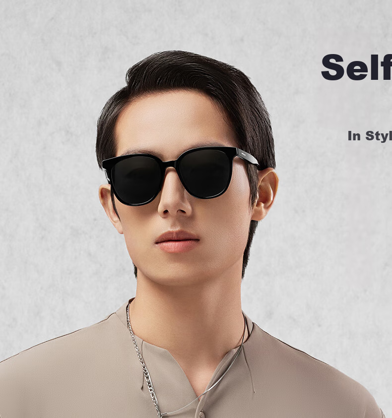 Mujiushi [Celebrity Style] Trendy Large Square Sunglasses, Face-Slimming, UV Protection, SK722 Obsidian Black 6