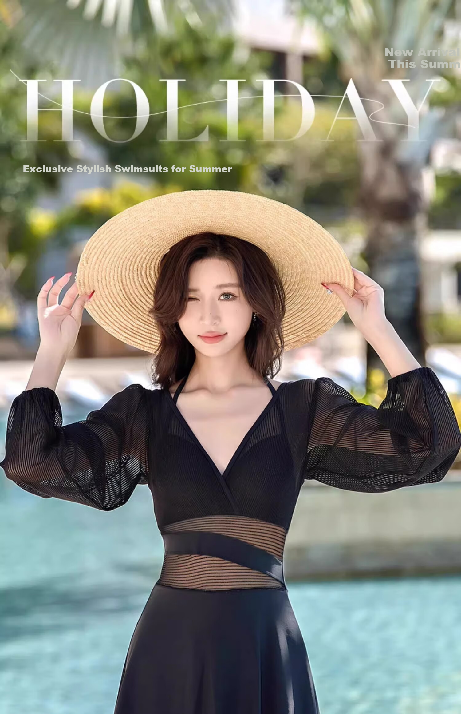 DK Women's Swimsuit, 2026 New Style, One-Piece Long Sleeve, Slimming, Elegant, Conservative, Suitable for Hot Springs, Beautiful Adult Swimwear, M Size 1