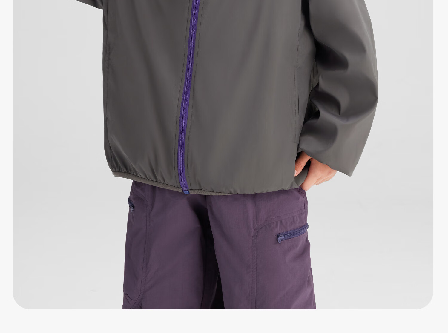 Zuoxi Boys' Fleece-Lined Jacket, 2026 New Children's Softshell Outerwear, Fleece Integrated Top, Gray, Size 160 56