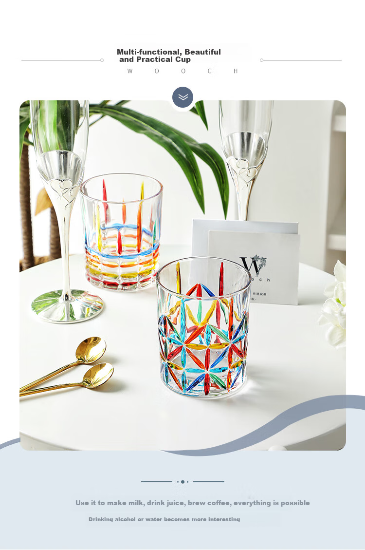 WOOCH High-Value Painted Gemstone Glass Cup Set, Couple Gift Box, Wedding Present, Newlywed Souvenir, Housewarming Gift 8