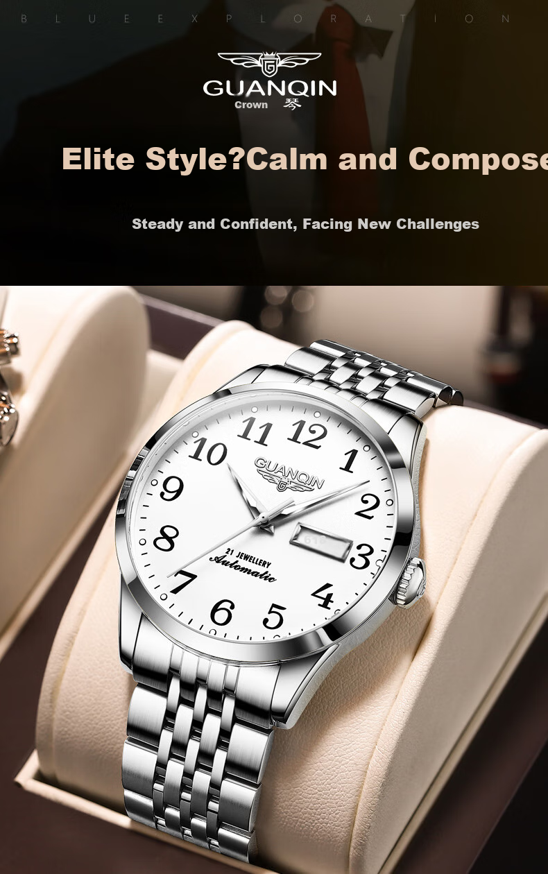 GUANQIN Digital Watch for Middle-Aged And Elderly Men, Mechanical Watch 2026 New Large Dial Waterproof Gift for Dad on Father's Day 1
