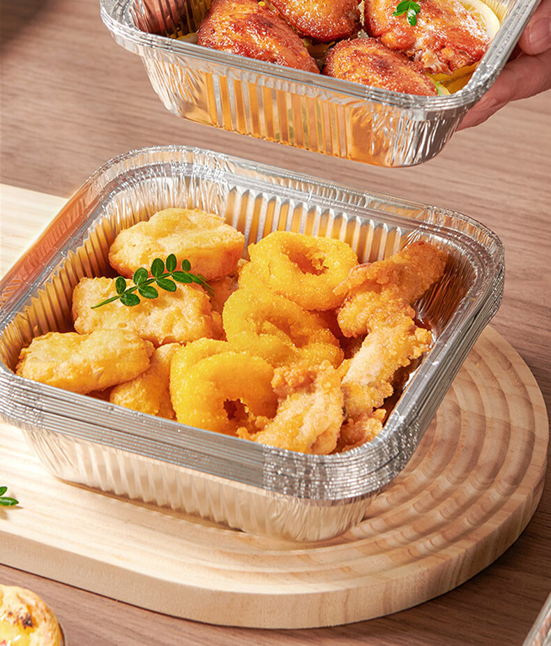 Jieribang Air Fryer 7-Inch Aluminum Foil Pans, 30-Pack Square Foil Containers for BBQ and Oven Use 6