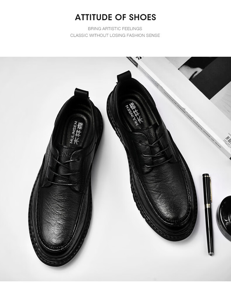 MULINSEN Men's Business Casual Shoes, Soft Sole Work Formal Shoes, Men's Shoes, Size 40, Black, 99136 3