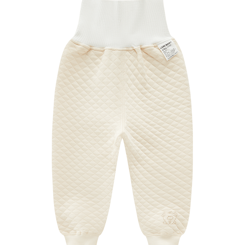 Labi Baby Children's Thermal Fleece-Lined Belly Protection Pants Unisex Baby Autumn Winter Home Sleepwear Apricot 80