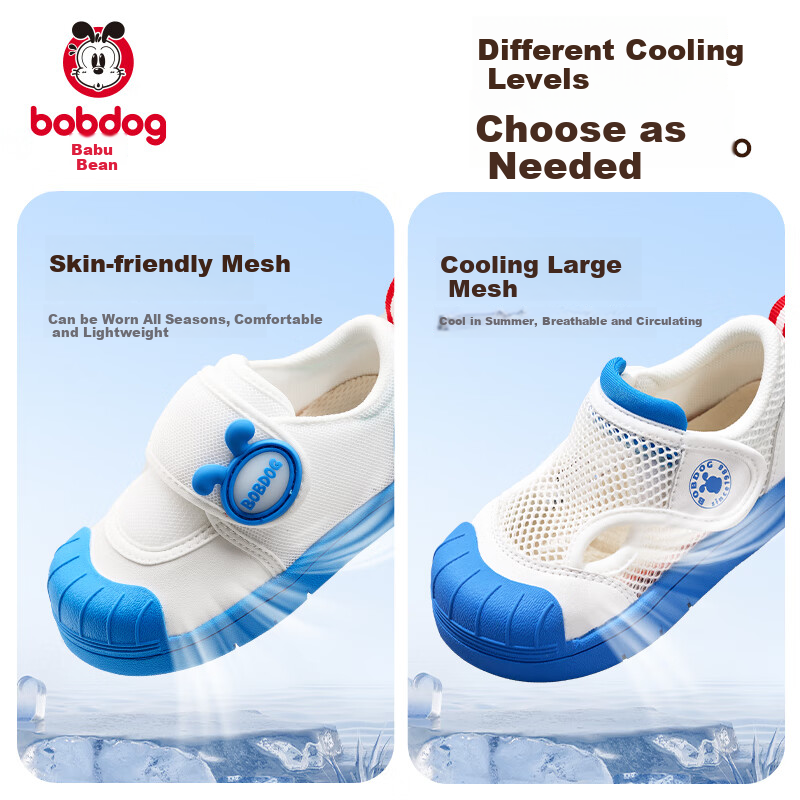 BOBDOG Children's Sandals, Breathable Non-Slip Hollow Design, Indoor Toddler Walking Shoes, Sky Blue, Size 30