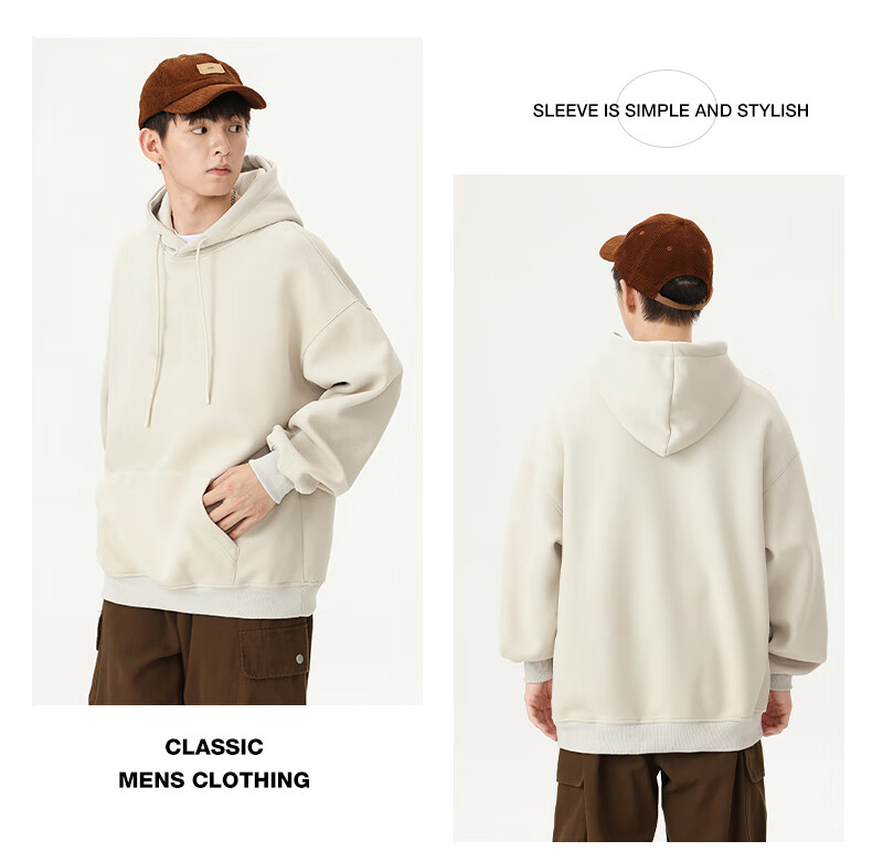 NASA GISS Men's Hoodie Loose Fit Solid Color Sports Sweatshirt Youth Long Sleeve Jacket Black M 34