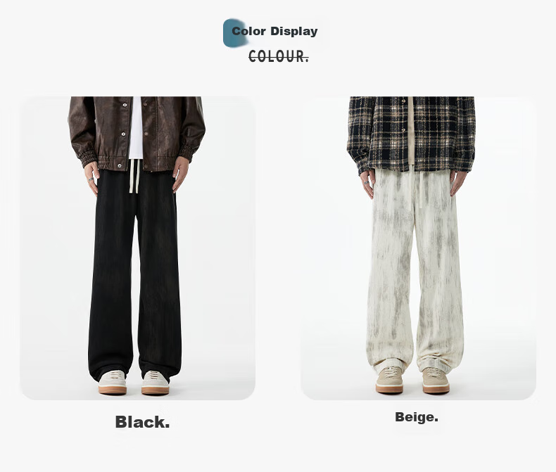 SWAMP AREA Casual Pants for Men And Women, Trendy Straight-Leg Loose-Fit American-Style Sweatpants K019 Beige 2XL 2