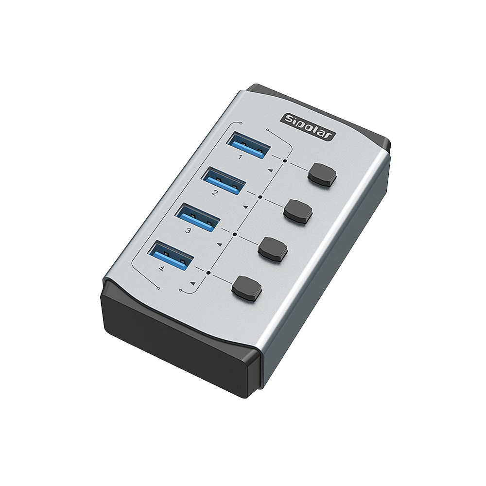 SIPOLAR USB 3.0 4-Port High-Speed Hub Adapter FS-804 (1M) Multi-Interface Converter for Desktop and Laptop Accessories