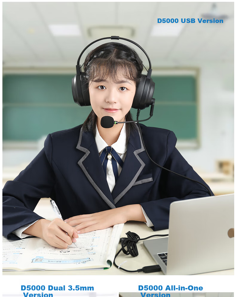 DANYIN D5000 English Listening And Speaking Exam Headphones, Wired with Microphone, for Training, Middle And High School Students, Human-Machine Dialogue, Speech Recording, Follow-Along Headset with Microphone, Dual Plug-I 10